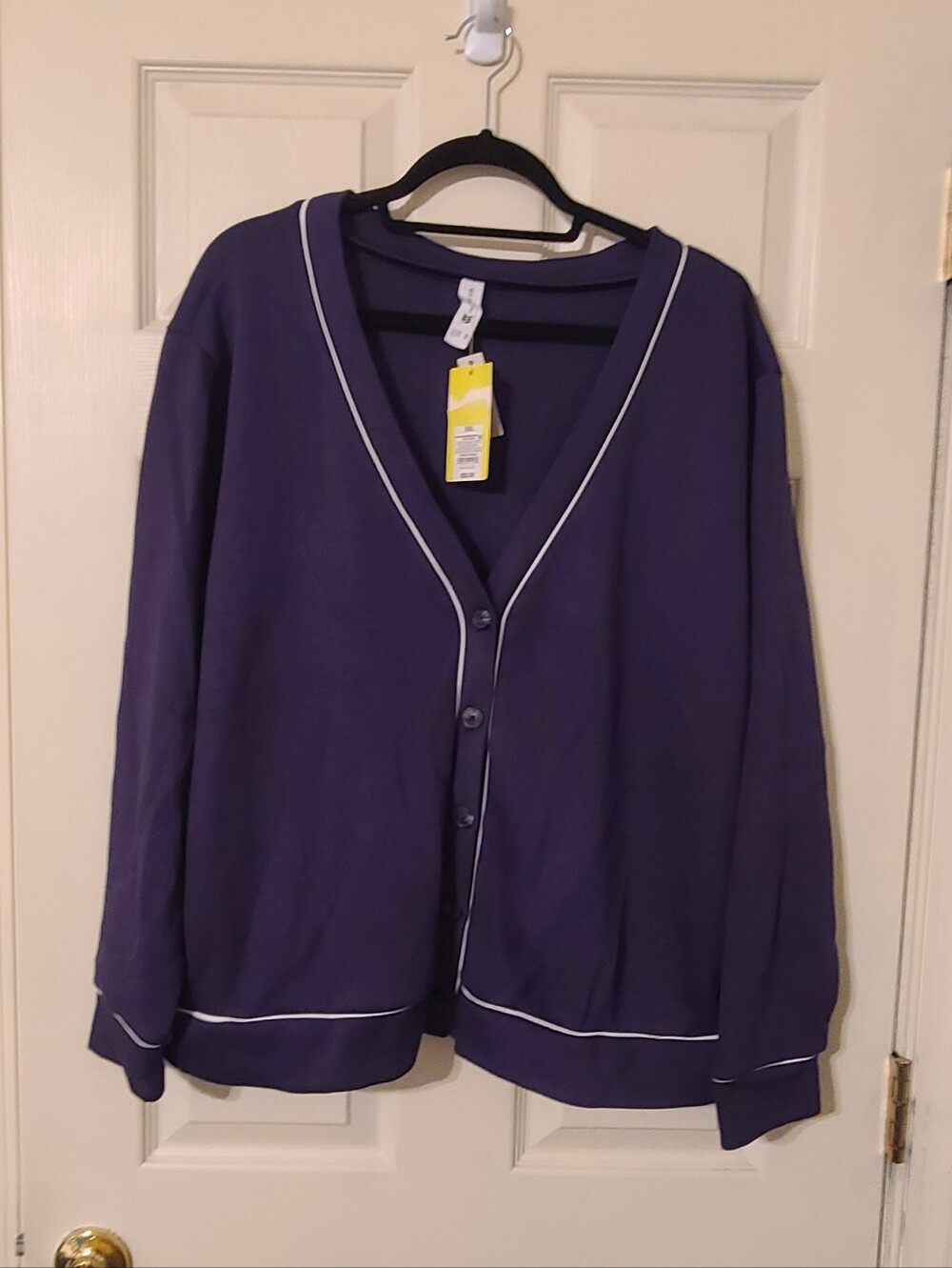 Men's Dark Blue V-Neck Button Active Cardigan